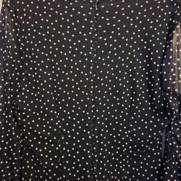 INC Black with white polka dots. Sheer bell sleeve zippered back. Size XL. NWT - Picture 4 of 7